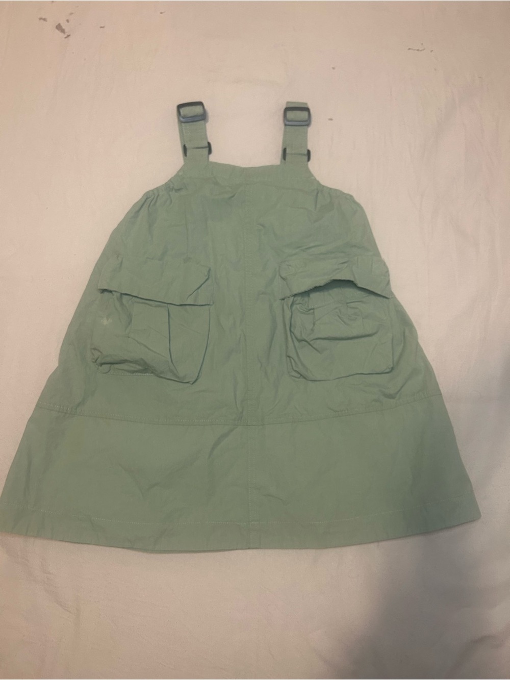 Zara Girls Sage Green Cargo Pinafore Dress with Buckle Straps